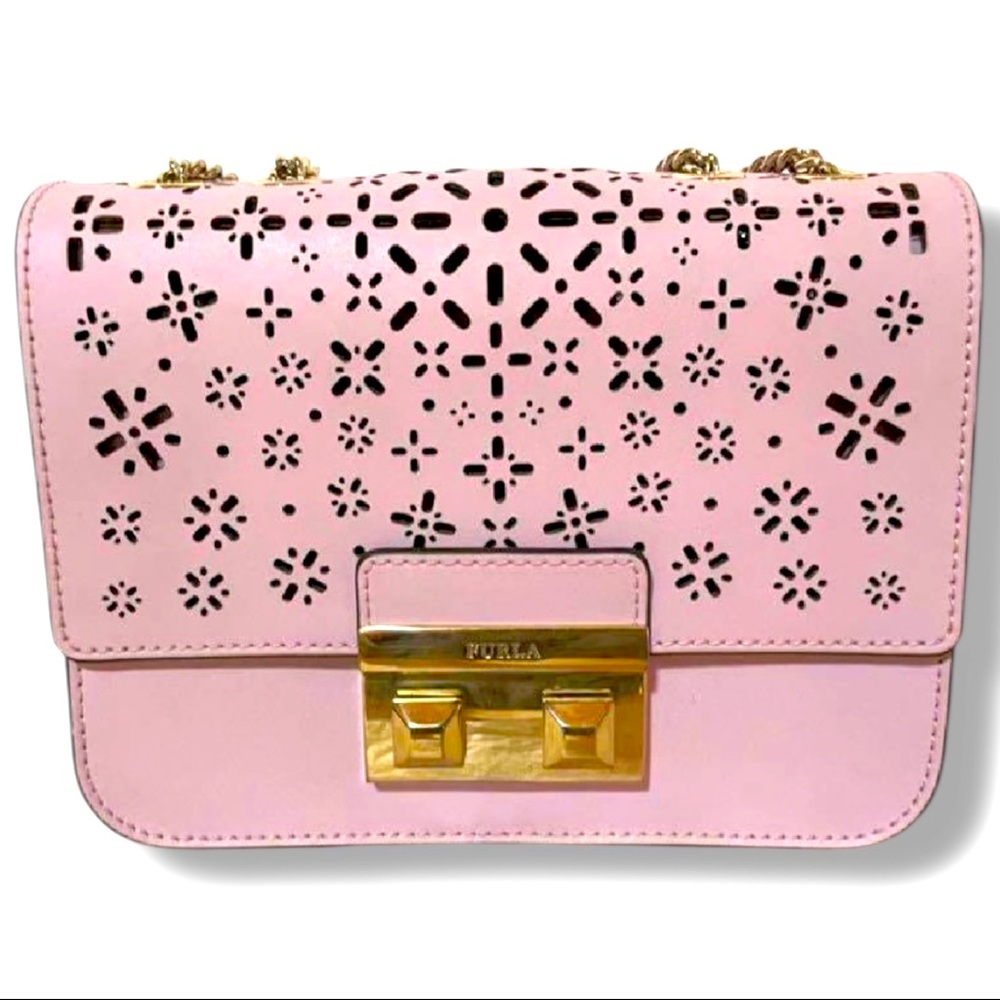 New without tags| Furla Pink Crossbody Bag with Gold Accents| + dust bag